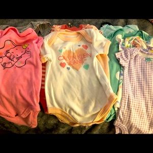Lot of baby girl onesies all new 9 total